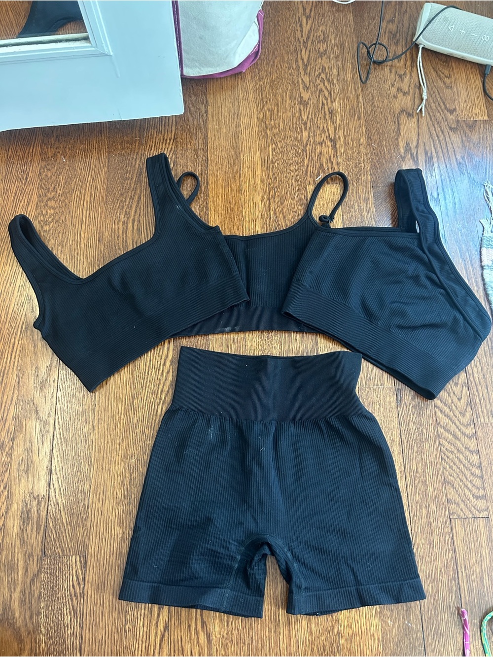 3 Piece Workout Tops and Biker Shorts